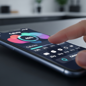 Person logging lunch in a calorie tracker in Greenville, NC while following a weight loss plan, best weight loss app